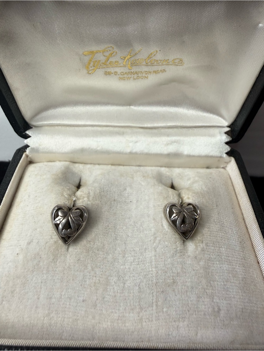 VTG Silver Tone Heart Stud Earrings